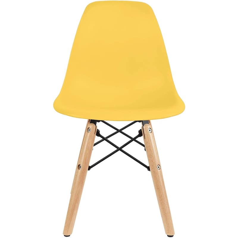 Kids Toddler Chair Side No arm Armless Natural Wood Legs Eiffel For Kitchen Desk Work Bedroom Playroom Preschool - Yellow