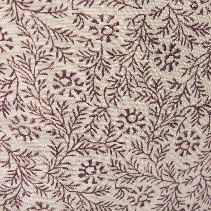 Jayne Beige w/ Merlot Print Linen Lumbar Decorative Pillow Cover - 14.0L x 26.0W x 0.2H