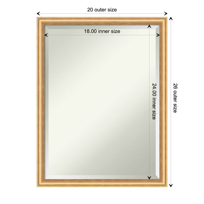 Salon Scoop Beveled Wood Framed Bathroom Vanity Wall Mirror - Salon Scoop Gold - Glass Size 18x24