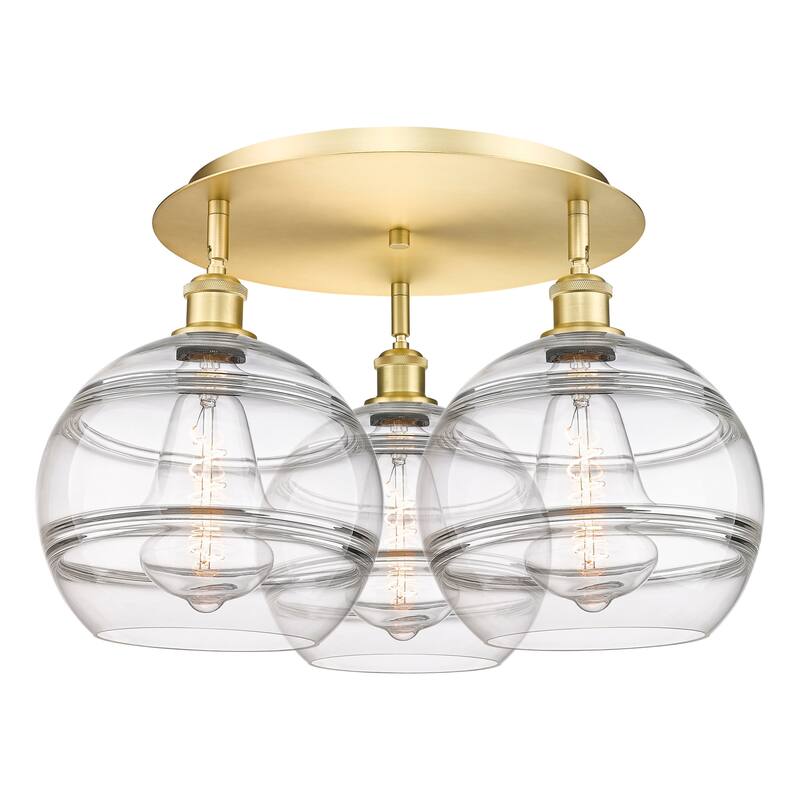 Innovations Lighting 516-3C-13-22 Rochester Flush Rochester 3 Light - Satin Gold / Clear