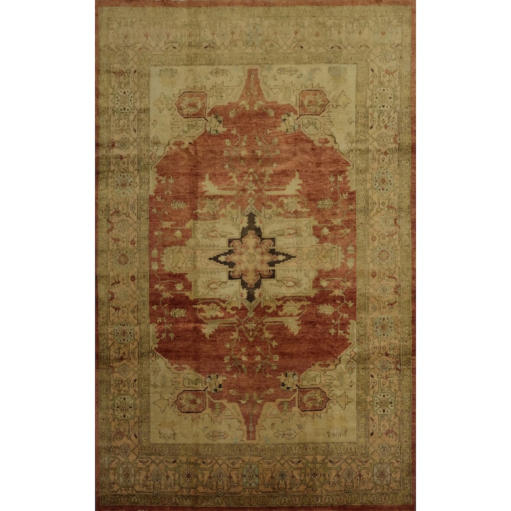 Hand Knotted Oriental 100% Wool Carpet Traditional Floral Oranges & Rust Heriz (serapi) Area Rug - 12' 0'' X 9' 0''