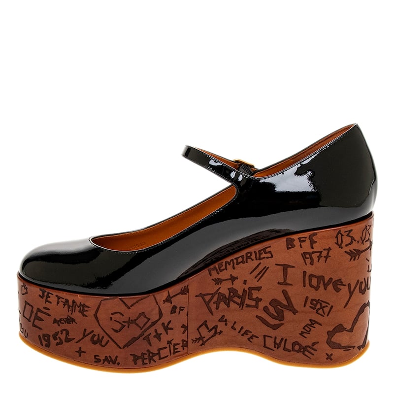 Chloe Maxime Patent Leather Platform Wedges