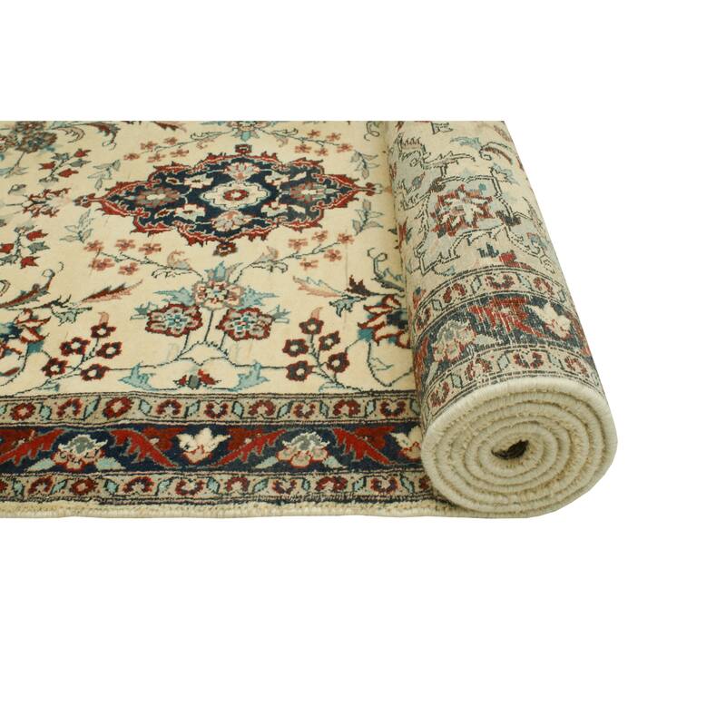 Pak-Persian Qssim Ivory/Navy Runner - 2'6" x 10'1"