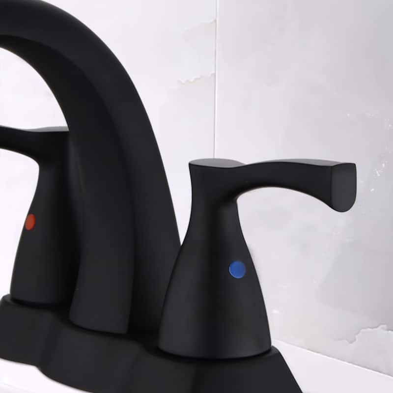 Proox Lead-Free Modern Double Handle Centerset Bathroom Faucet w/ Pop Up Drain Assembly
