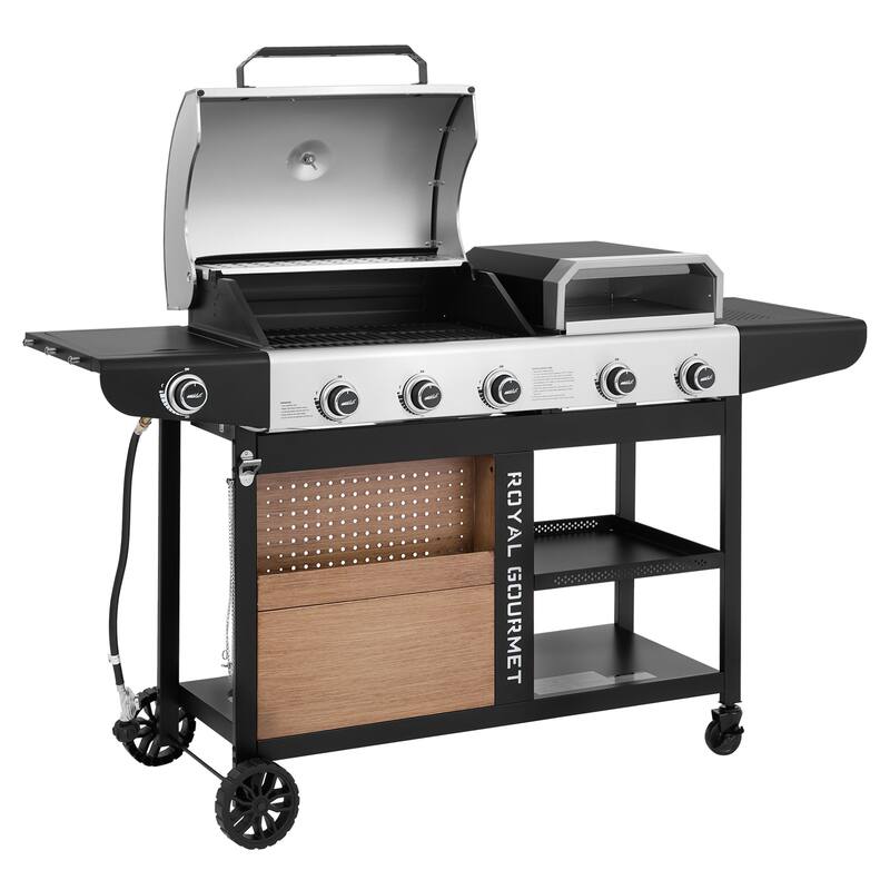 Royal Gourmet Premium Gas Grill and Pizza Oven Combo with Side Burner