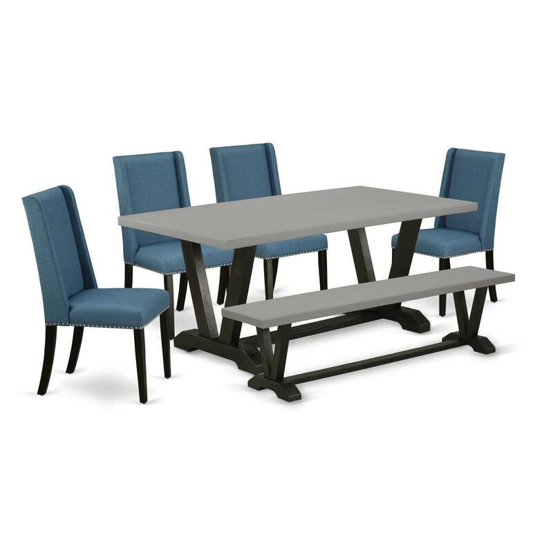 French Country Dining Set - 6 Piece Table & Chairs - Rectangular Wood Dining Room Set