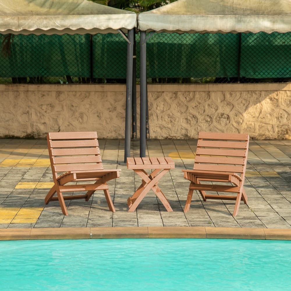 Grandcourt Quick Assembly All-Weather Outdoor Folding Patio Chair and Table Set - 3-piece