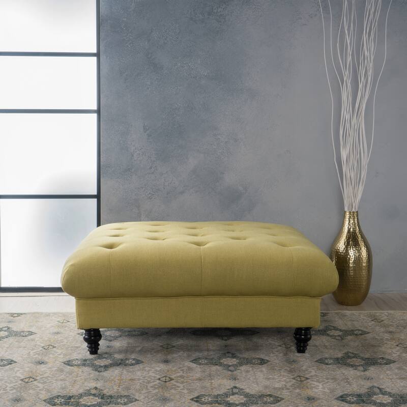 Bordeaux Vapor Fabric Tufted Ottoman by Christopher Knight Home
