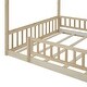 preview thumbnail 7 of 5, Natural Full Size Wood Bed House Bed Frame with Fence for Kids