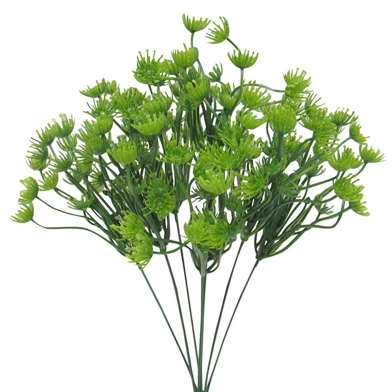 Set of 3 Artificial Queen Anne's Lace Flowering Leaf Stem Plant Greenery Foliage Bush 14in