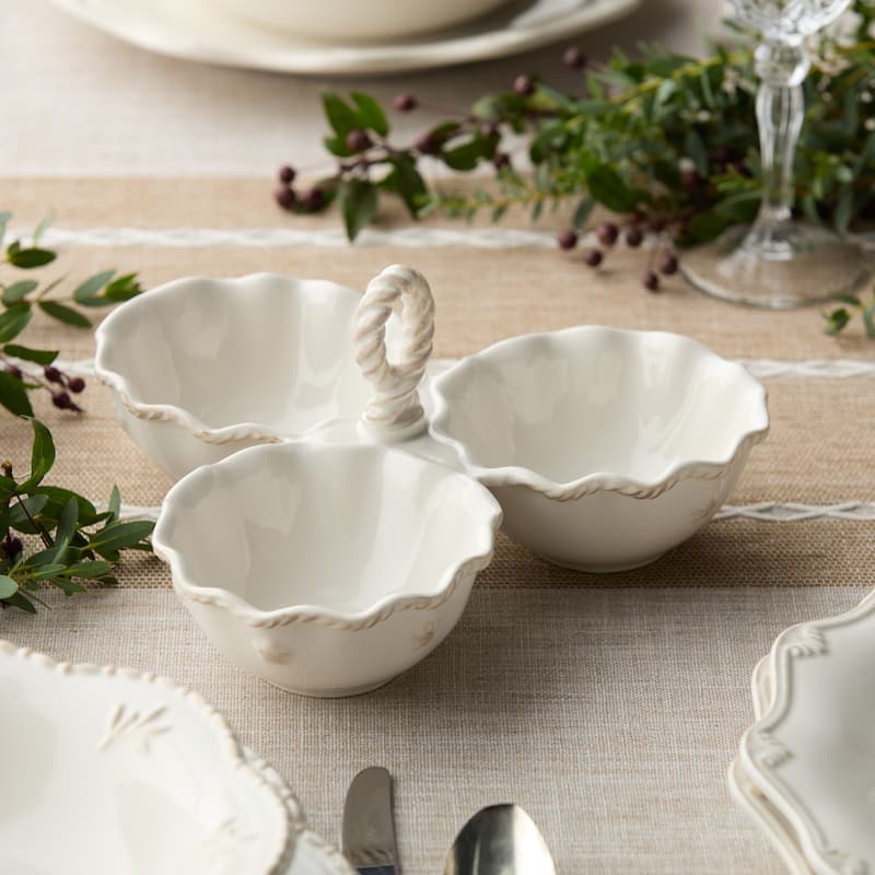 Certified International Heritage 3 Section 8oz. Condiment Server with Handle - 9.25'' W x 9'' D x 4.75'' H