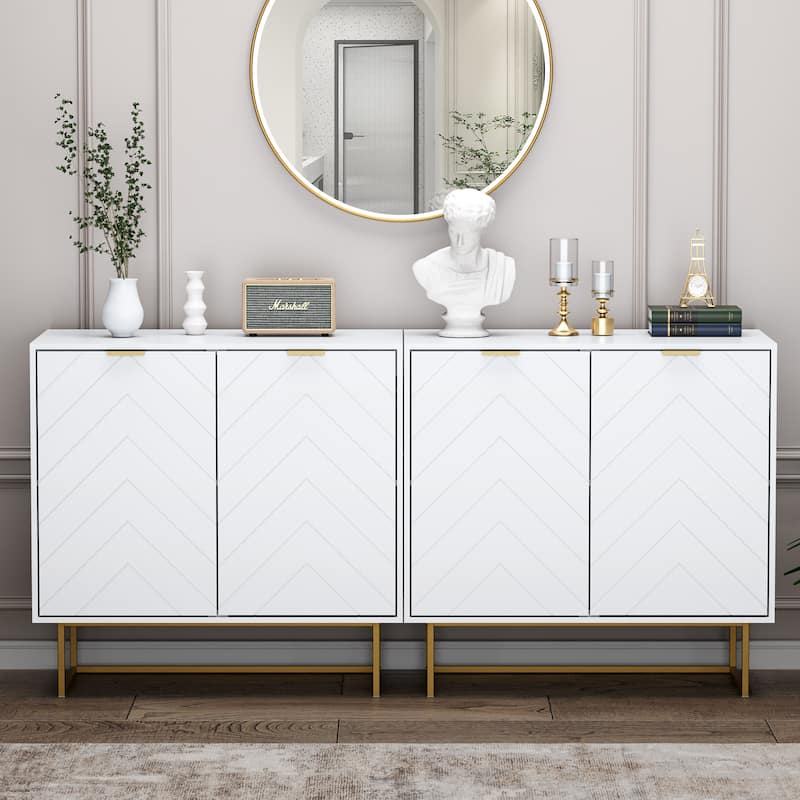 Versatile Sideboard Buffet Cabinet Storage with Adjustable Shelf - White