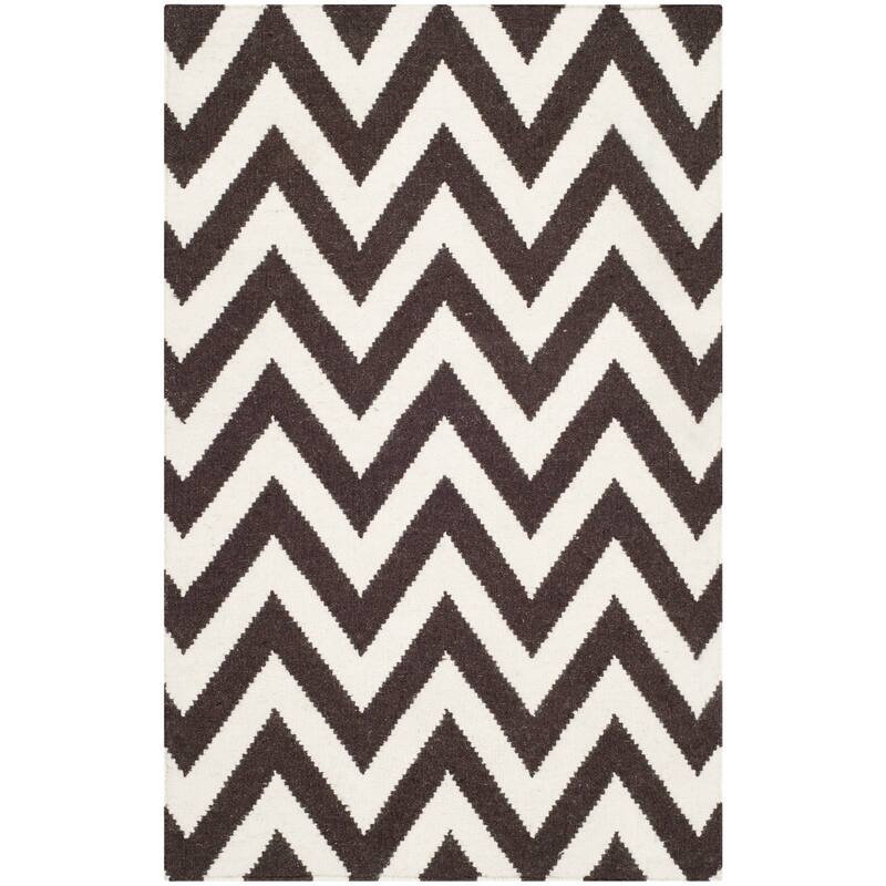 SAFAVIEH Handmade Flatweave Dhurries Naira Modern Wool Rug - 2'6" x 4' - Brown/Ivory