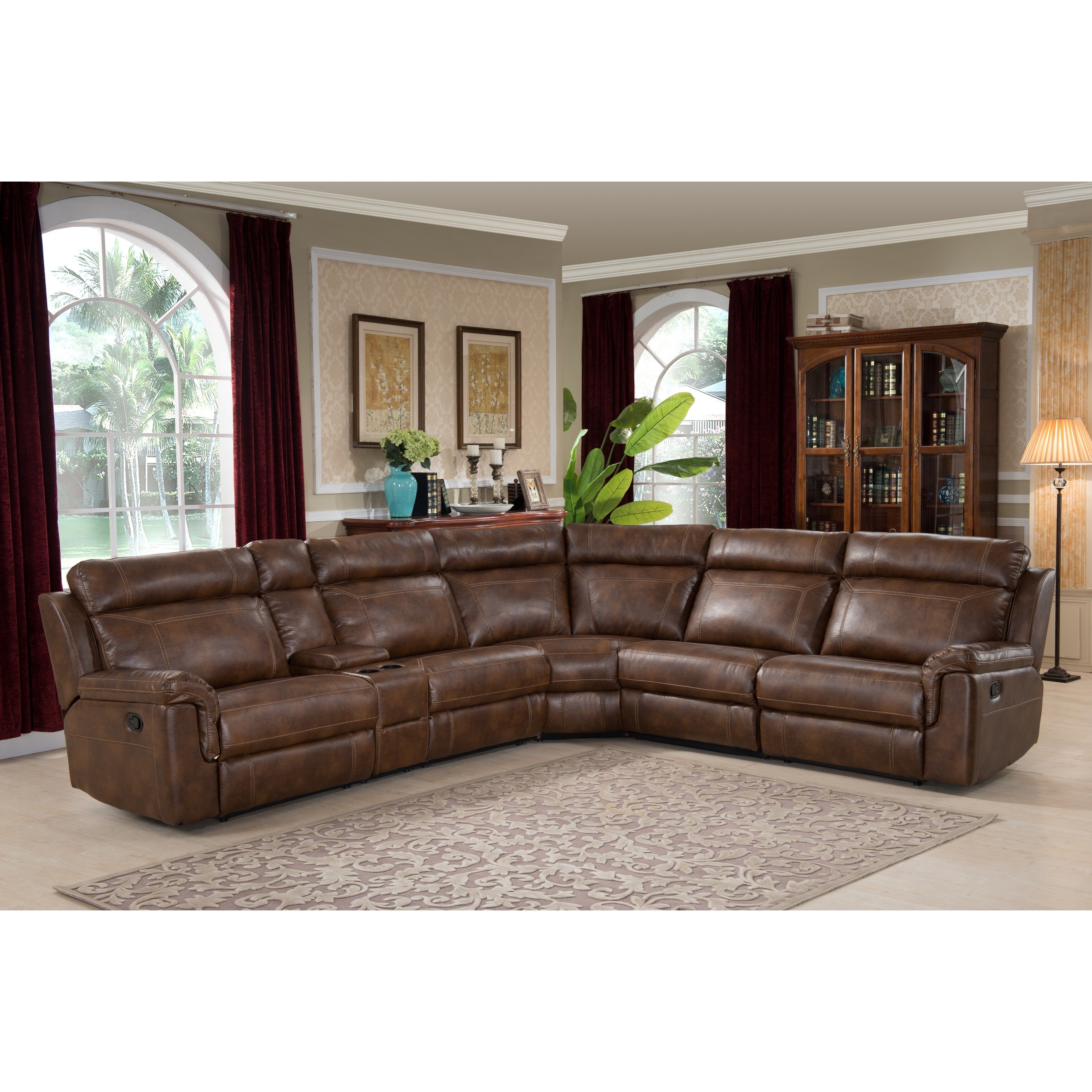 Reclining faux sale leather sectional