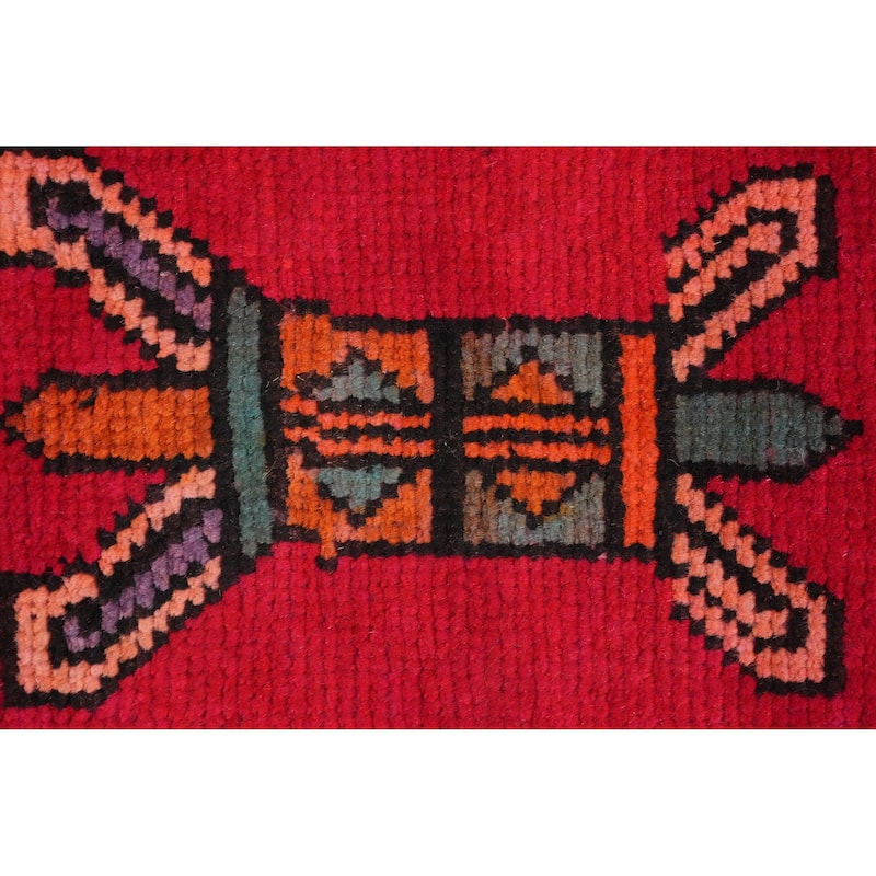 Hand Knotted Oriental 100% Wool Carpet Traditional Tribal Red Tabriz Runner Rug - 9' 6'' X 3' 11''