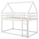 preview thumbnail 7 of 14, White Twin Over Twin Low House Bunk Bed with Ladder