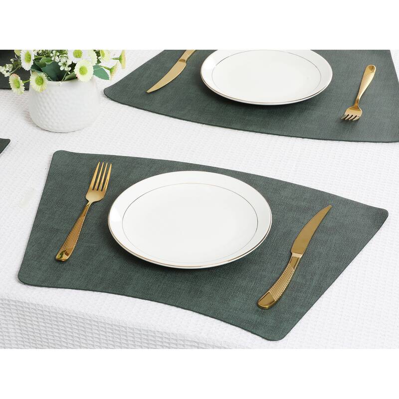 6Pcs Faux Leather Placemats for Kitchen Dining Table Decor, Washable - 19*12in