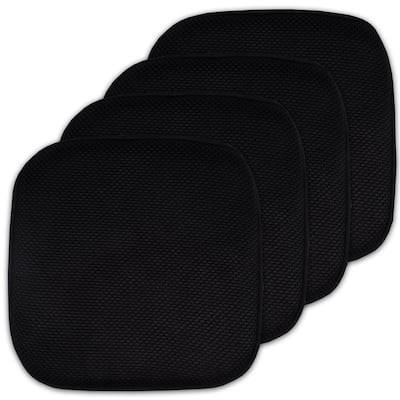 Black 16-inch Memory Foam Chair Pad/Seat Cushion with Non-Slip Backing (2 or 4 Pack)