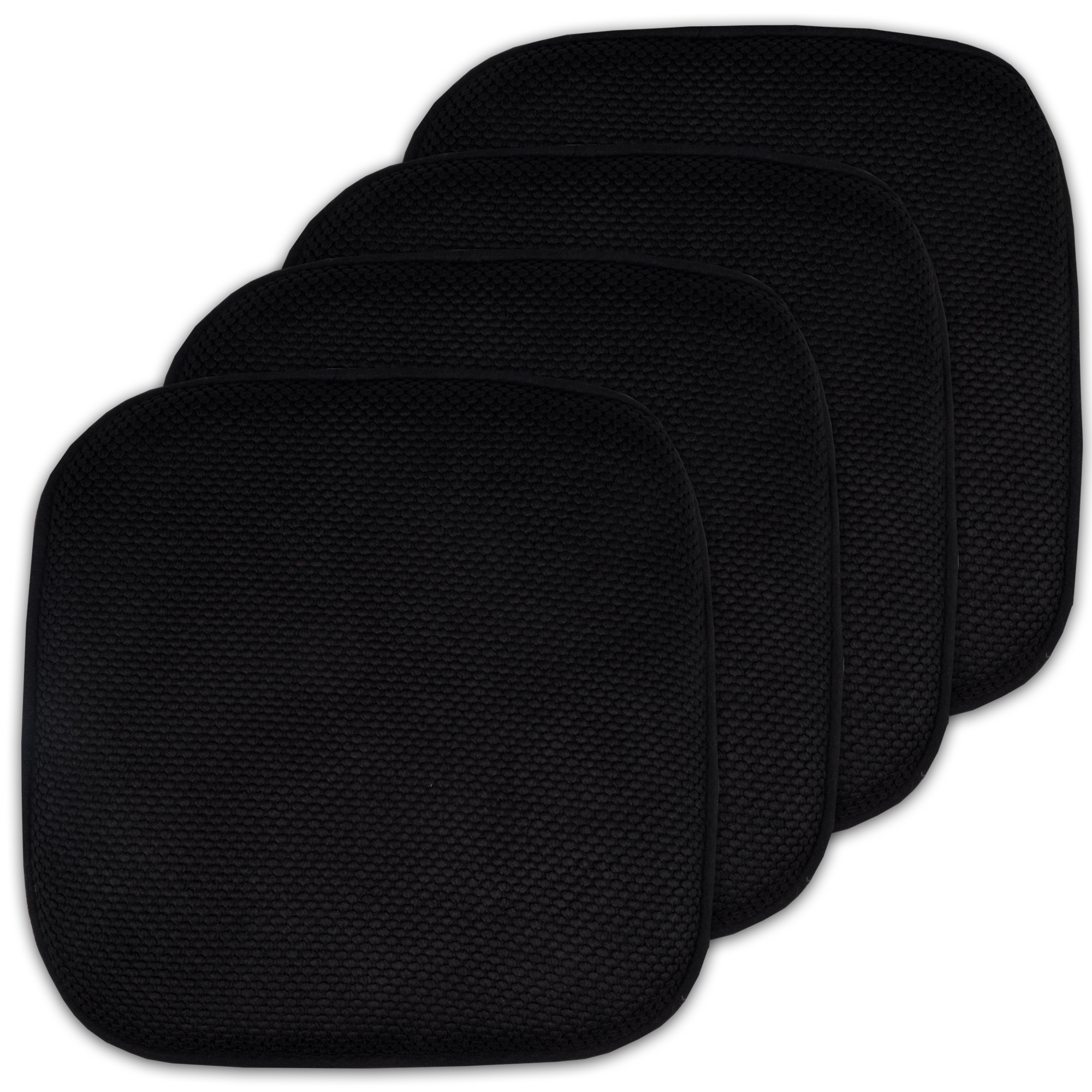Black 16 inch Memory Foam Chair Pad Seat Cushion with Non Slip Backing 2 or 4 Pack