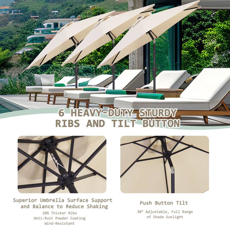 Autlaycil 7.5FT Solar Patio Umbrella with Base and Tilt,Crank