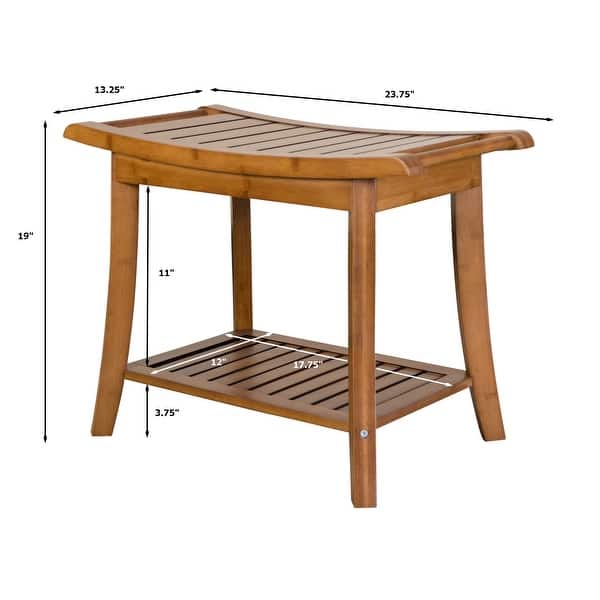 dimension image slide 0 of 3, Solid Bamboo Spa Style Bench