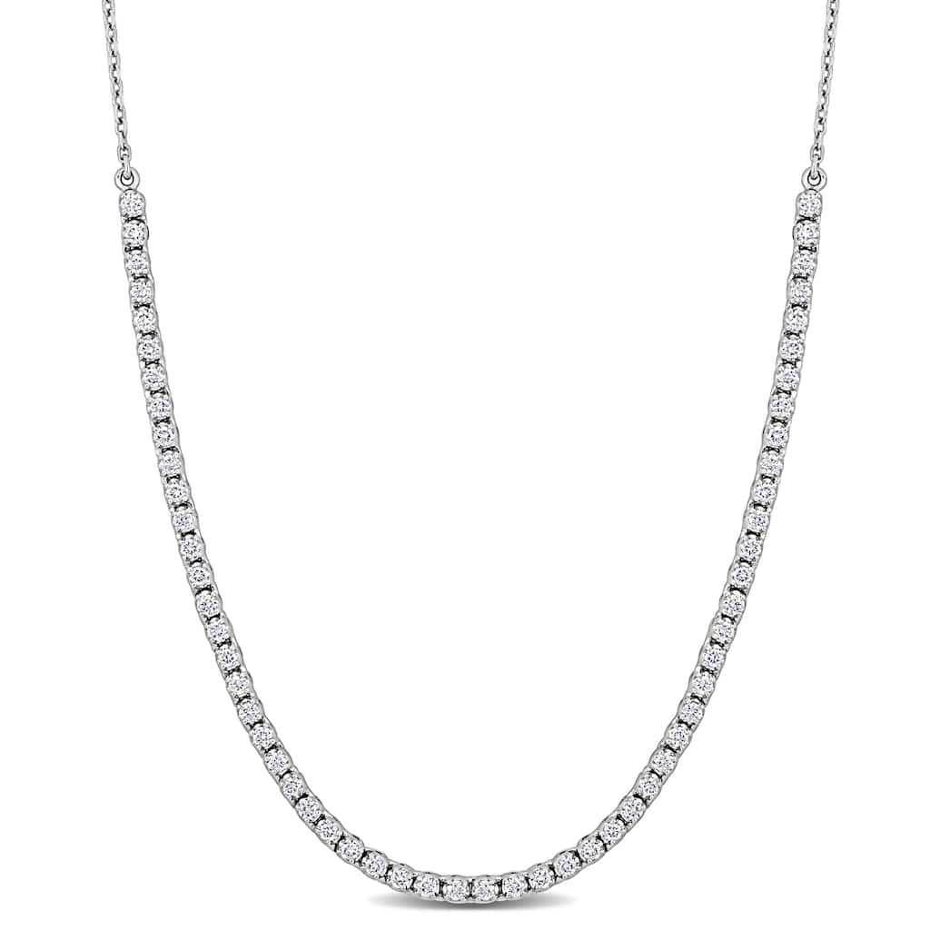 Miadora 1 1/5ct TW Lab Grown Diamond Necklace in 14k White Gold - 17in