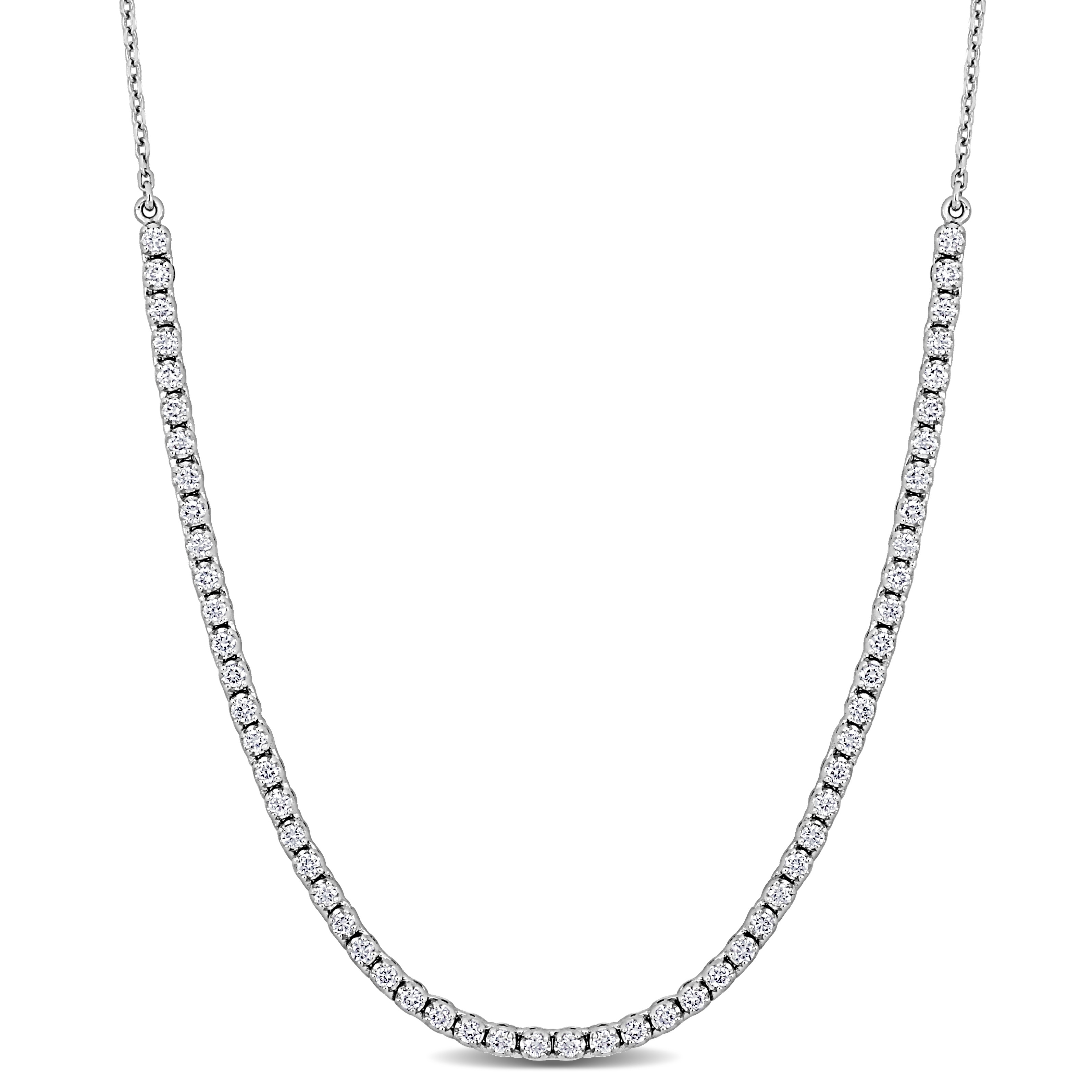 Miadora 1 1/5ct TW Lab Grown Diamond Necklace in 14k White Gold - 17in