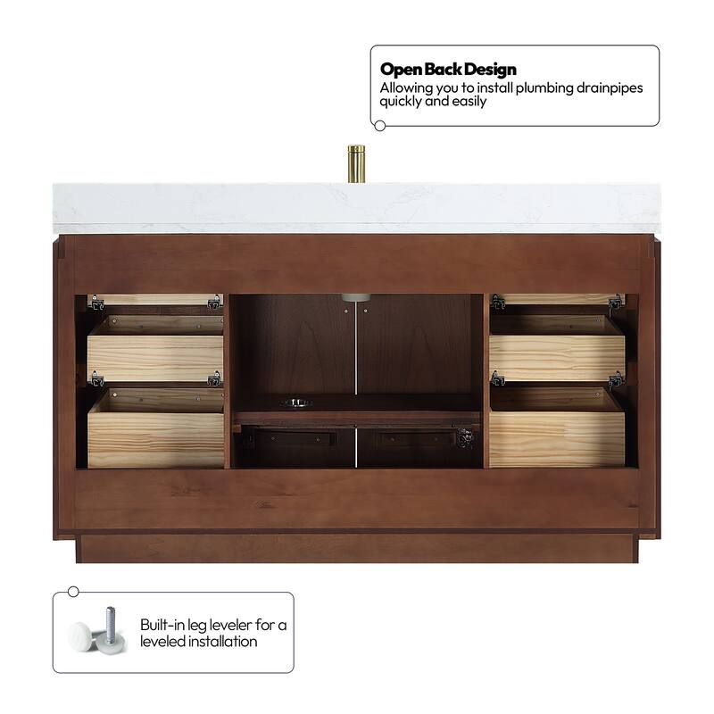 San Single Bath Vanity with Composite Stone Top and Mirror