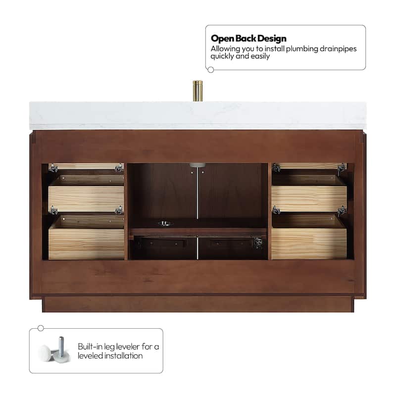 San Single Bath Vanity with Composite Stone Top without Mirror