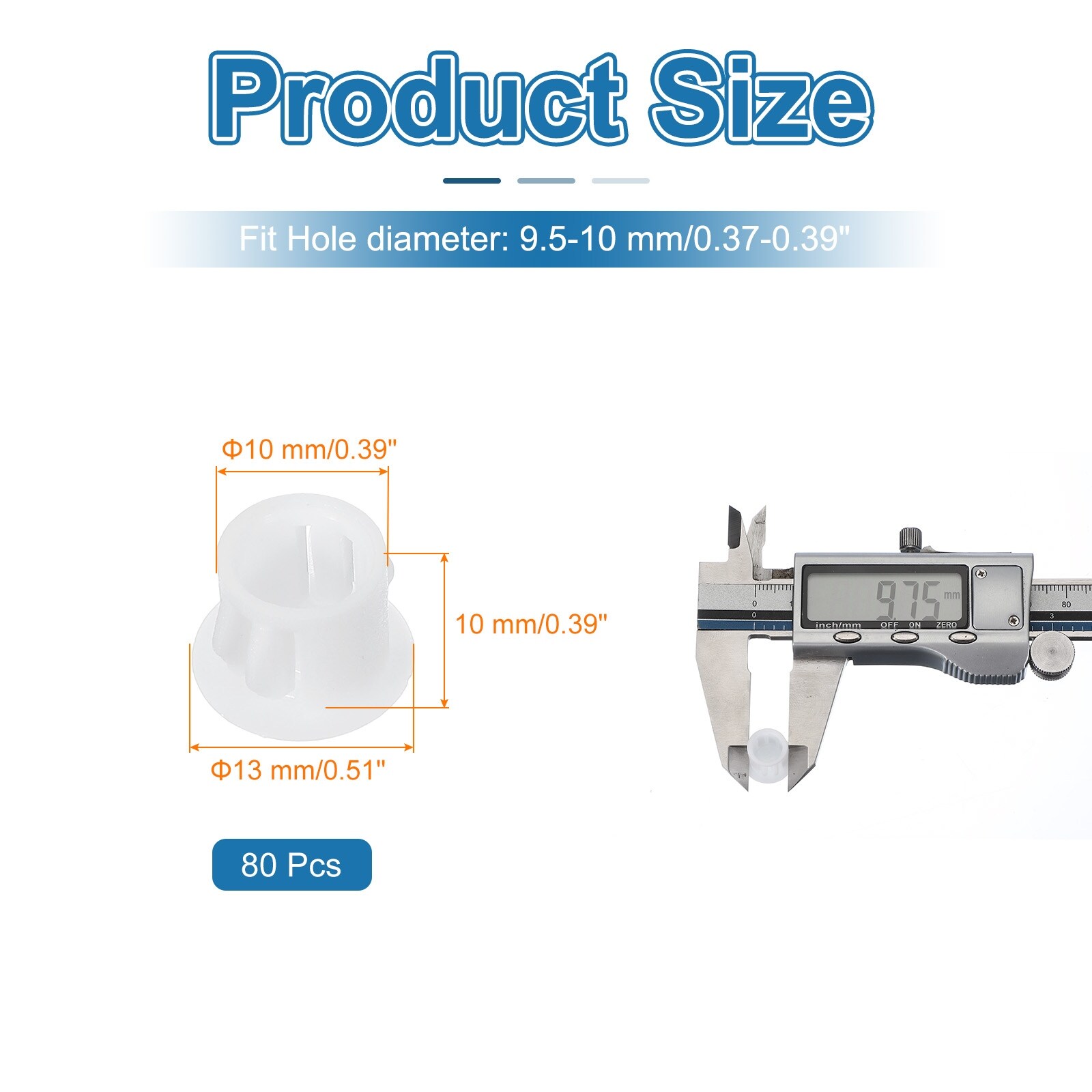 Plastic Hole Plugs, Round Plug Snap in Hole - White