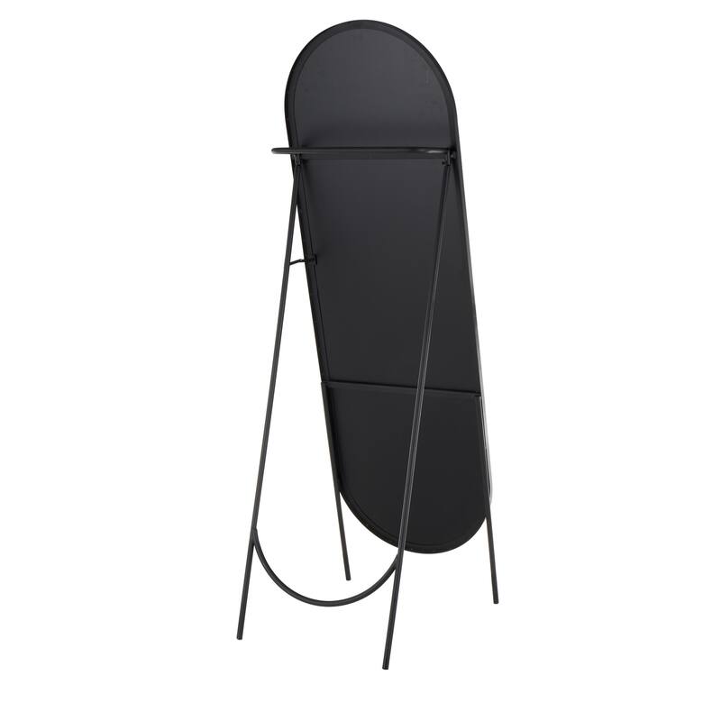 Metal Geometric Foldable Freestanding Minimalistic Oval Room Floor Mirror - Black - Roche River Decor