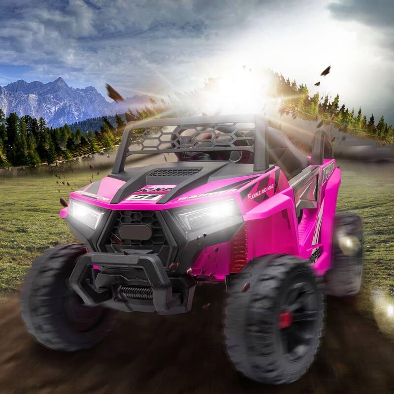 Electric 12V Ride On Mini UTV Car for Kids with Forward and Reverse, LED Lights, and Built-in Music, Battery Powered Vehicle