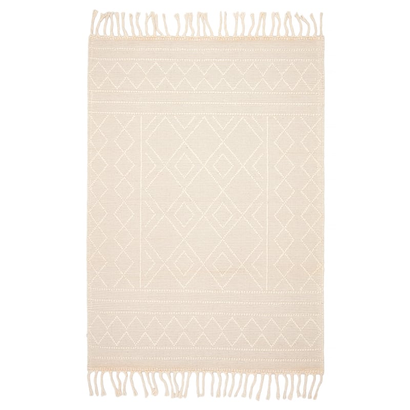 ECARPETGALLERY Braid weave Sienna Cream Wool Rug - 5'0 x 7'5 - Cream - 5'0 x 7'5