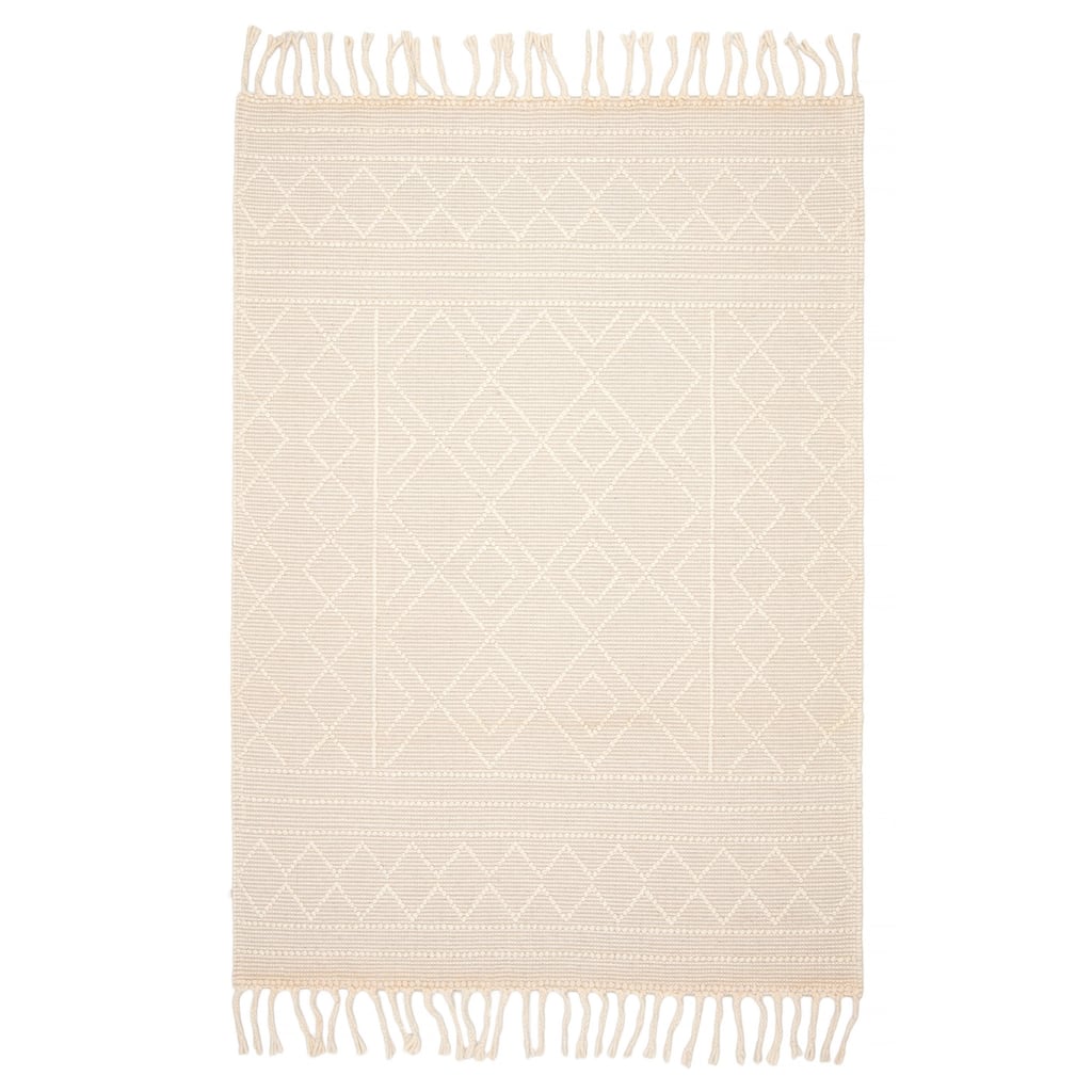 ECARPETGALLERY Braid weave Sienna Cream Wool Rug - 5'0 x 7'5