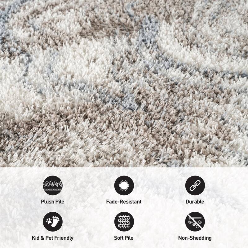 Abstract Marble Shag Rug - Anthracite Dark Gray - Plush Medium Pile, Durable with Jute Backing