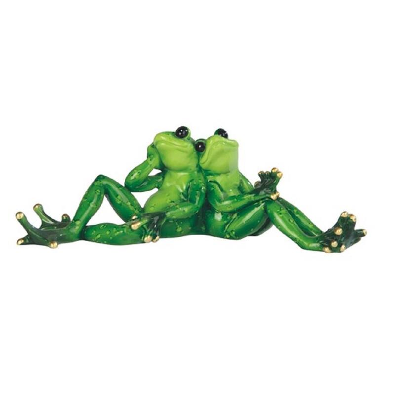Q-Max 9"W Happy Frog Couple Leaning Back to Back Statue Fantasy Animal Decoration Figurine