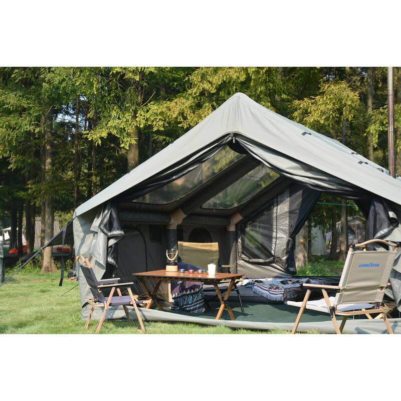 9.8 x13ft Inflatable Camping Tents with Hand Pump, Air Glamping Tents, Easy Setup Waterproof and Windproof Blow up Tent