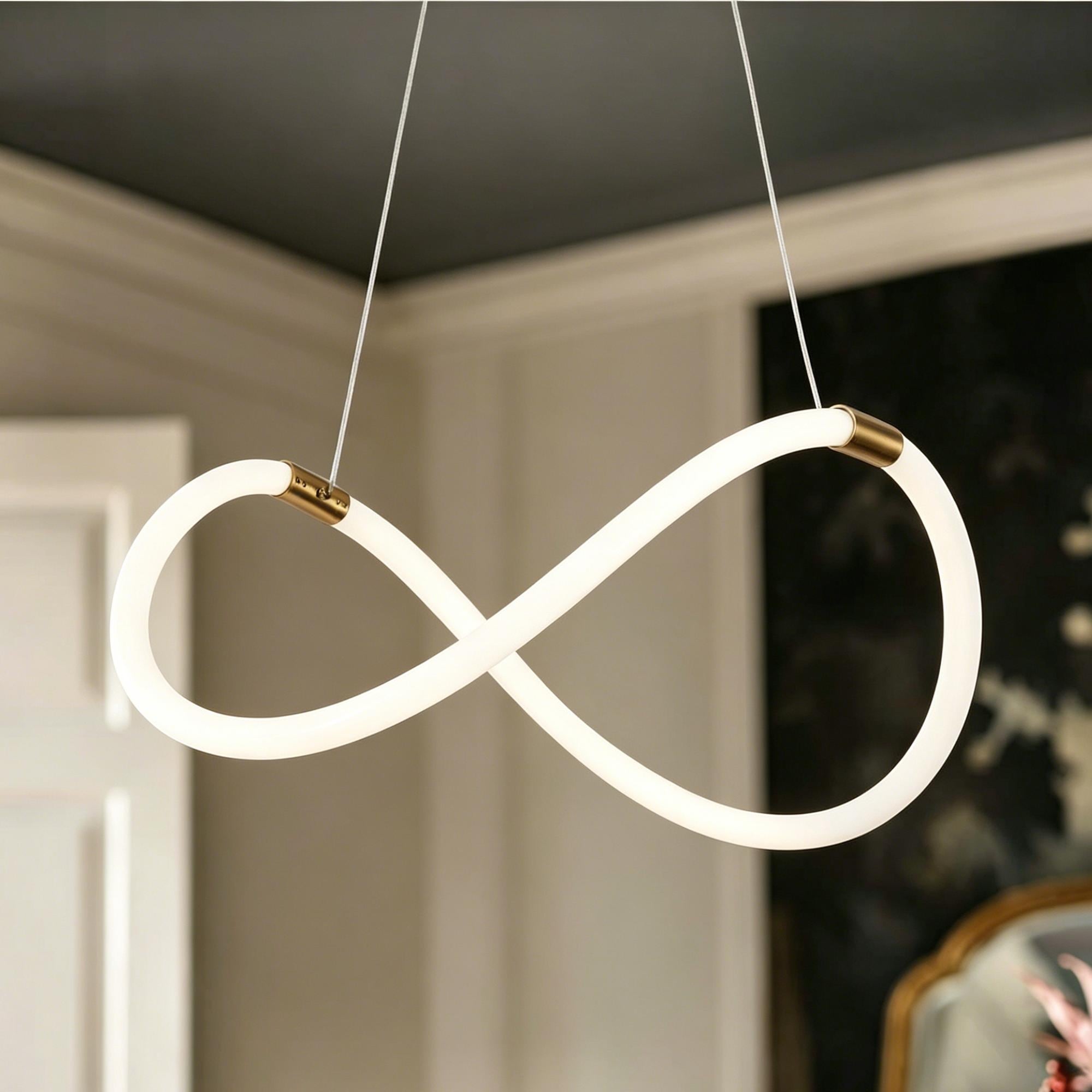 21.5 " Modern Integrated LED Chandelier White Gold Pendant Light for Dining Room