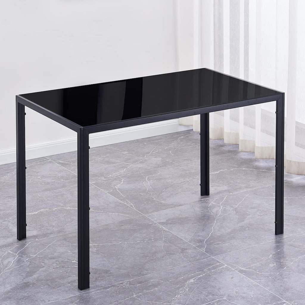 Modern Dining Table with Tempered Glass Top and Space Saving Be Used for Urban Apartments Bistros and Compact Dining​