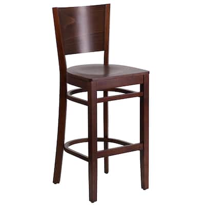 Solid Back Wooden Restaurant Barstool - 16.75"W x 18"D x 43.5"H