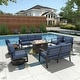 preview thumbnail 70 of 144, Aluminum Patio Outdoor Sectional Sofa Set with Fire Pit, Swivel Rocking Chairs and Ottomans