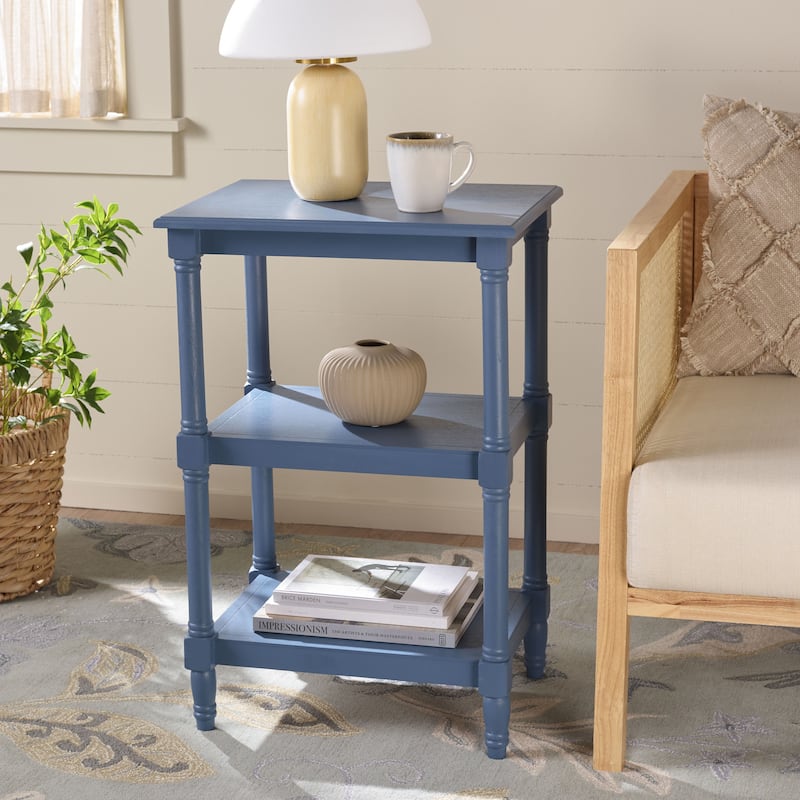 SAFAVIEH Elmira 3-Shelf Accent Table - 19.8" W x 15" L x 30" H - 20"W x 15"D x 30"H - Blue
