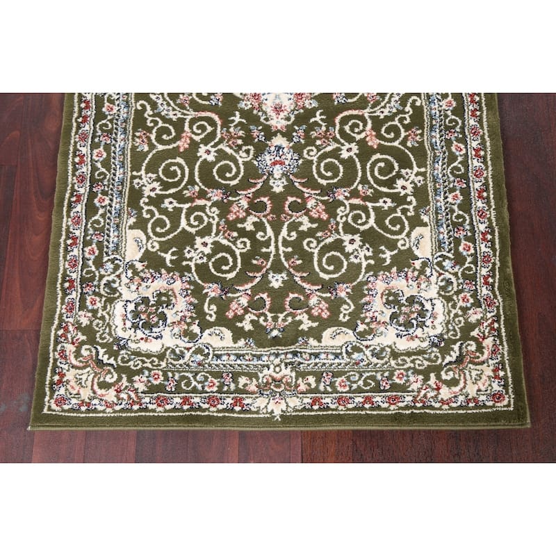 Green Floral Medallion Transitional Turkish Rug Oriental Carpet