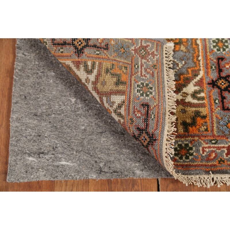 Gray Geometric Heriz-Serapi Indian Accent Rug Handmade Wool Carpet - 2'0"x 3'0"