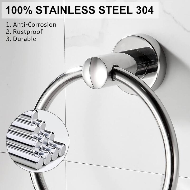 304 stainless steel towel ring wall mounted bathroom towel rack round towel rack