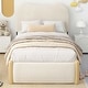 preview thumbnail 1 of 39, Cozy and Durable Upholstered Platform Bed with Wood Supporting Feet Beige - Twin