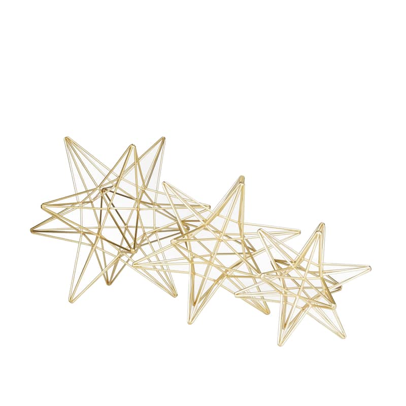 Metal Star Sculpture - Set of 3 Gold - CosmoLiving by Cosmopolitan
