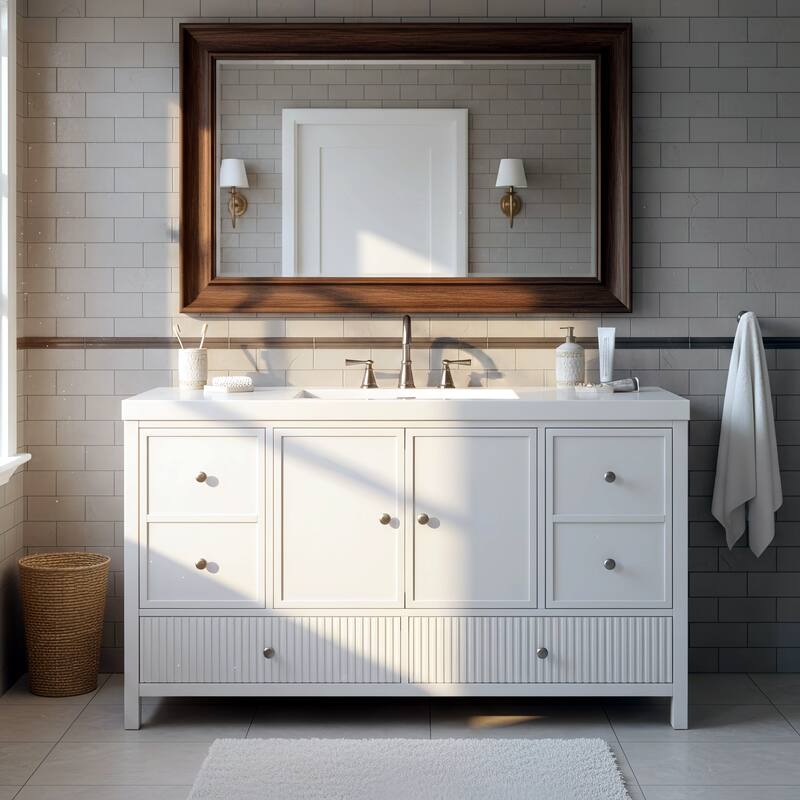 Christopher Knight Home - Modern 60-Inch Bathroom Vanity with Separate Sink and Soft-Close Storage