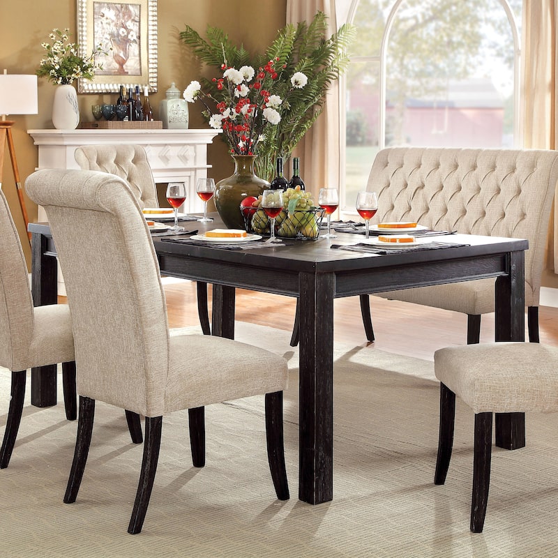 Furniture of America Tays Contemporary Black Solid Wood Dining Table