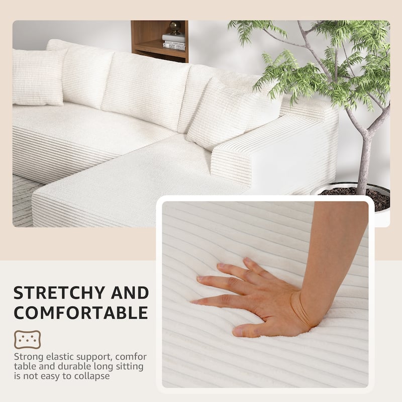 Corduroy L-Shaped Sofa Modular Movable Applicable Living Room Furniture Sets